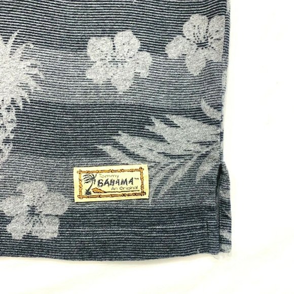Tommy Bahama Polo T-Shirt Tropical Hawaiian Short Sleeve Stripe Gray Heavy L - Picture 10 of 12